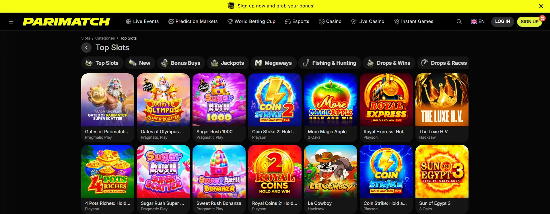 Parimatch Spiele und Slots